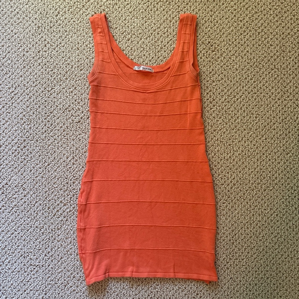 Dolce Vita Orange Ribbed Knit Bodycon Dress Size Medium